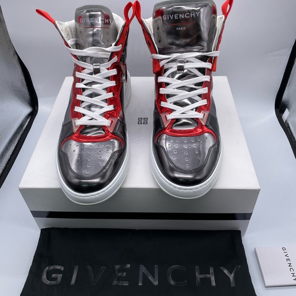 Givenchy Men's Wing Metallic Leather High-top Sneakers Size EU 45